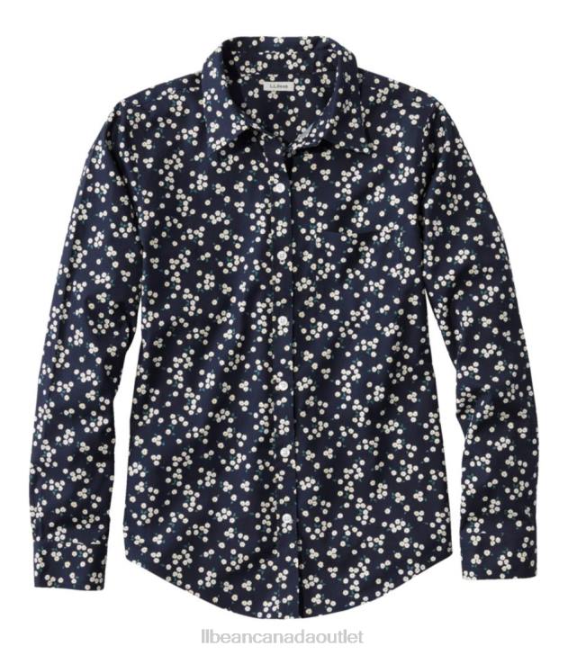 Clothing Classic Navy Wild Daisies H8XZ6438 Wrinkle-Free Pinpoint Oxford Shirt Women L.L.Bean