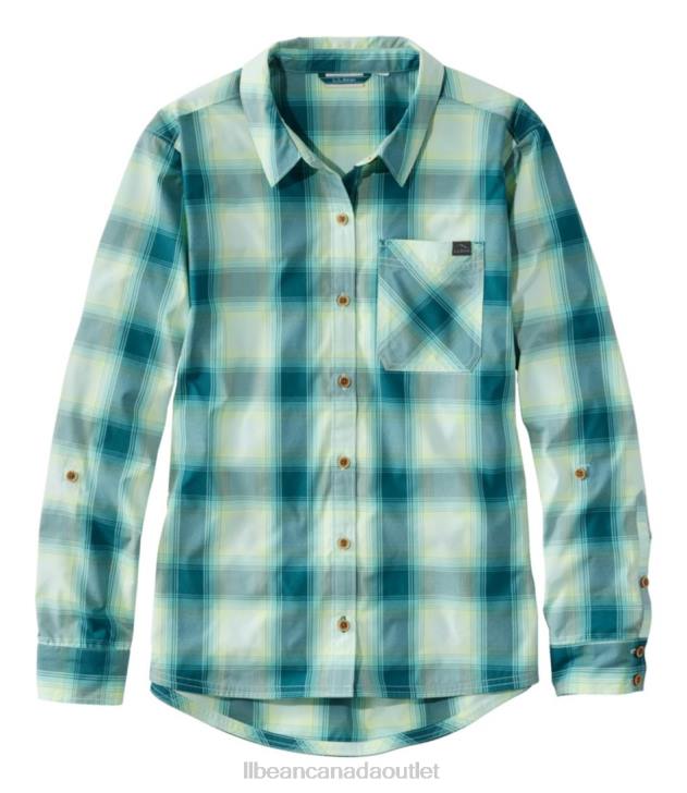 Clothing Cool Sea Blue Plaid H8XZ5838 Everyday SunSmart Woven Shirt Long-Sleeve Women L.L.Bean