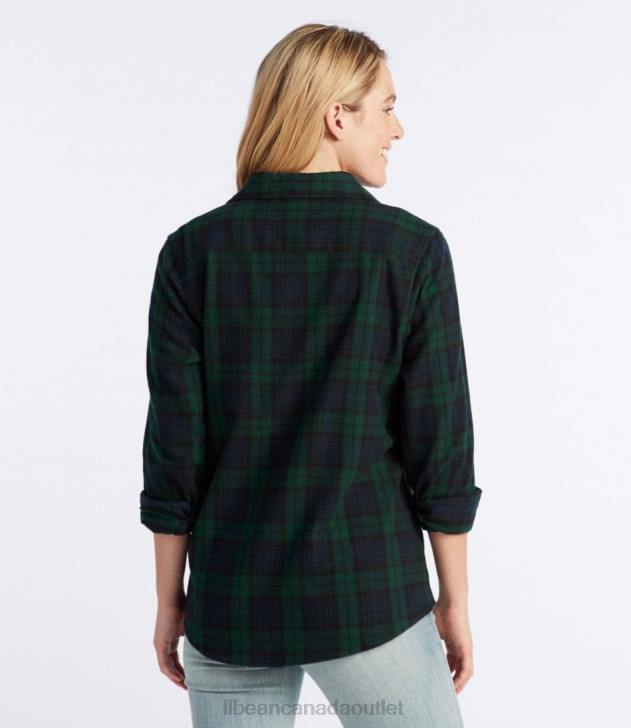 Clothing Freeport Cream H8XZ6917 Scotch Plaid Flannel Shirt Women L.L.Bean