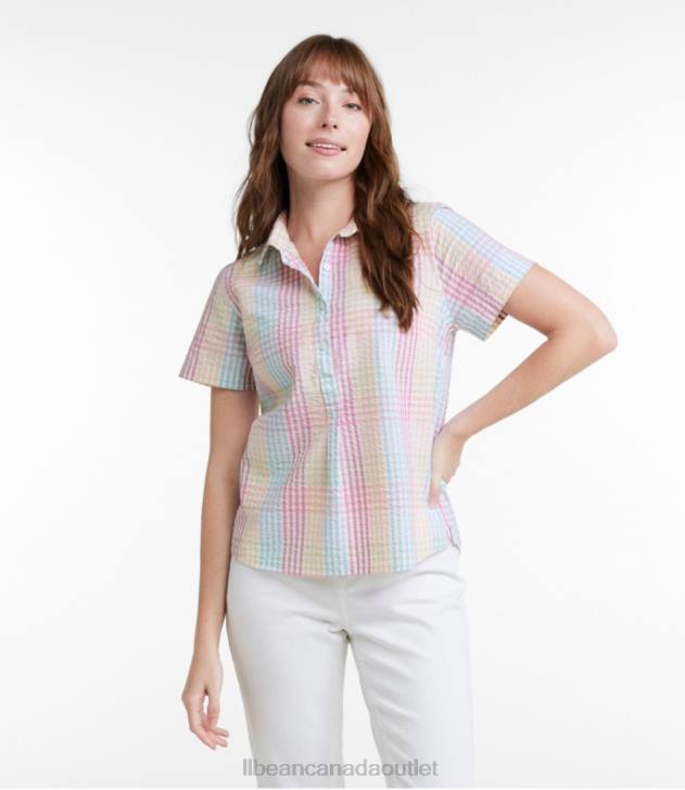 Clothing Fresh Mint Check H8XZ65 Vacationland Seersucker Shirt Women L.L.Bean