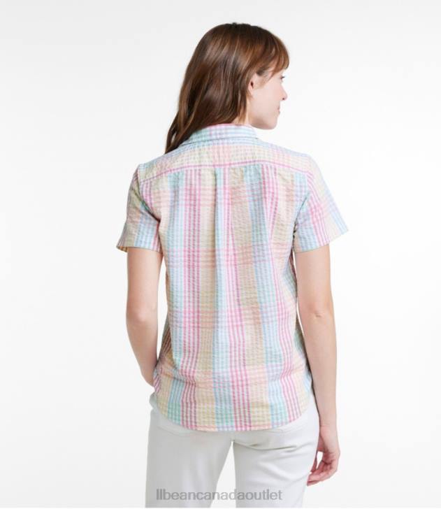 Clothing Fresh Mint Check H8XZ65 Vacationland Seersucker Shirt Women L.L.Bean