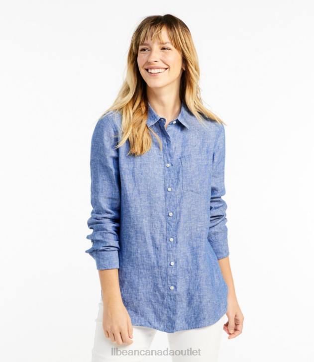 Clothing Iris Mauve H8XZ58 Premium Washable Linen Shirt Women L.L.Bean