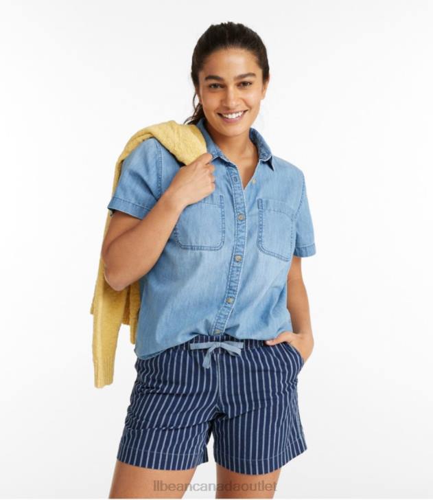 Clothing Light Indigo H8XZ679 Heritage Washed Lightweight Denim Shirt Women L.L.Bean