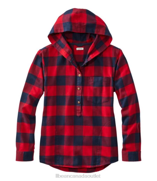 Clothing Nautical Red H8XZ5736 Soft-Brushed Flannel Hoodie Women L.L.Bean