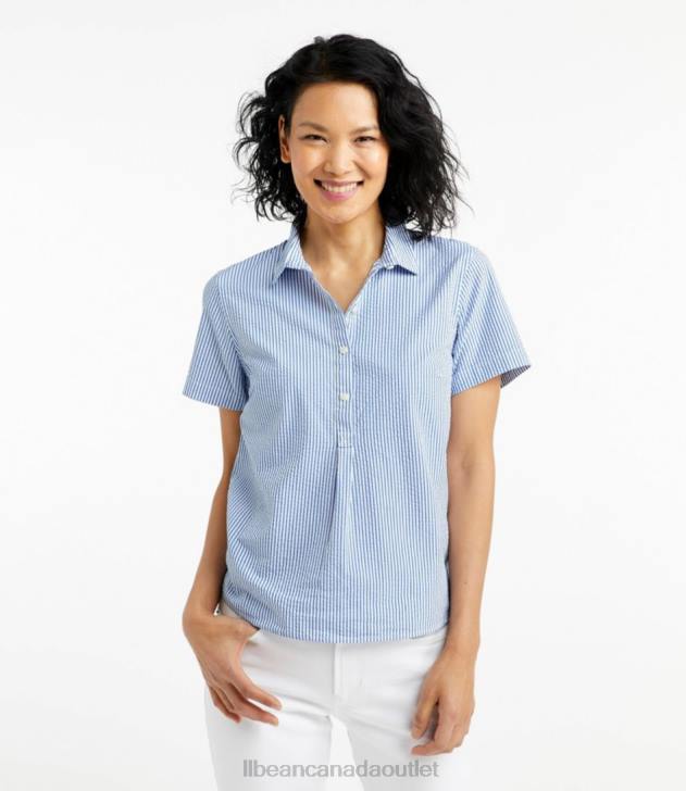 Clothing Soft Indigo Stripe H8XZ2960 Vacationland Seersucker Shirt Women L.L.Bean