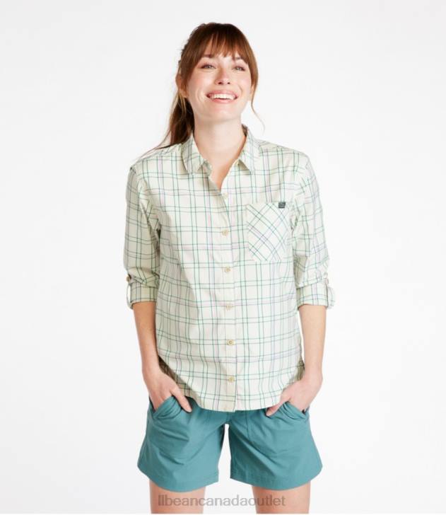 Clothing Soft Spruce/Raisin Brown H8XZ3207 Everyday SunSmart Woven Shirt Long-Sleeve Women L.L.Bean