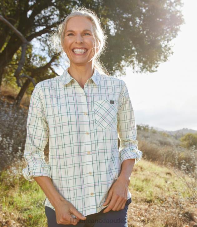 Clothing Soft Spruce/Raisin Brown H8XZ3207 Everyday SunSmart Woven Shirt Long-Sleeve Women L.L.Bean