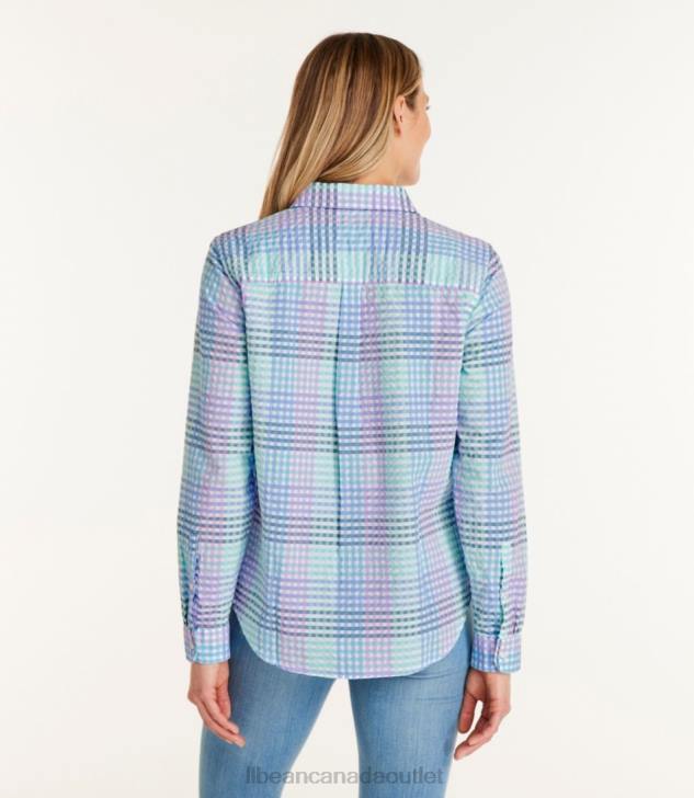 Clothing Sunlit Coral Check H8XZ2949 Vacationland Seersucker Shirt Women L.L.Bean