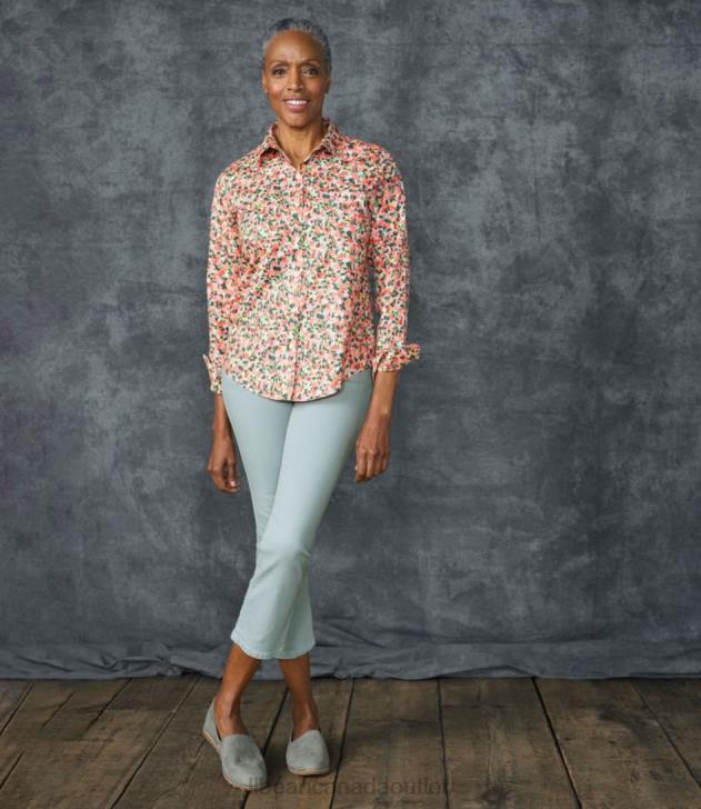 Clothing Sunlit Coral floral H8XZ5696 Wrinkle-Free Pinpoint Oxford Shirt Women L.L.Bean