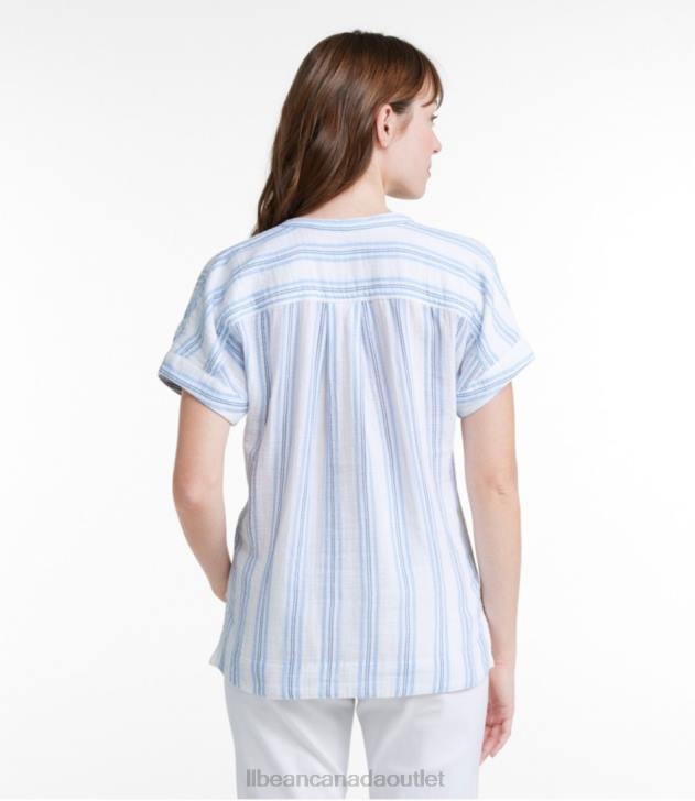 Clothing Vintage Indigo Stripe H8XZ5713 Cloud Gauze Shirt Women L.L.Bean
