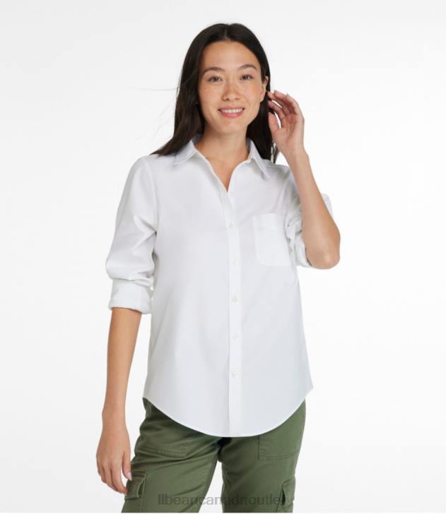 Clothing White H8XZ93 Wrinkle-Free Pinpoint Oxford Shirt Women L.L.Bean