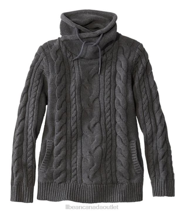 Clothing Charcoal Heather H8XZ4920 Mixed-Cable Sweater Women L.L.Bean x Double L