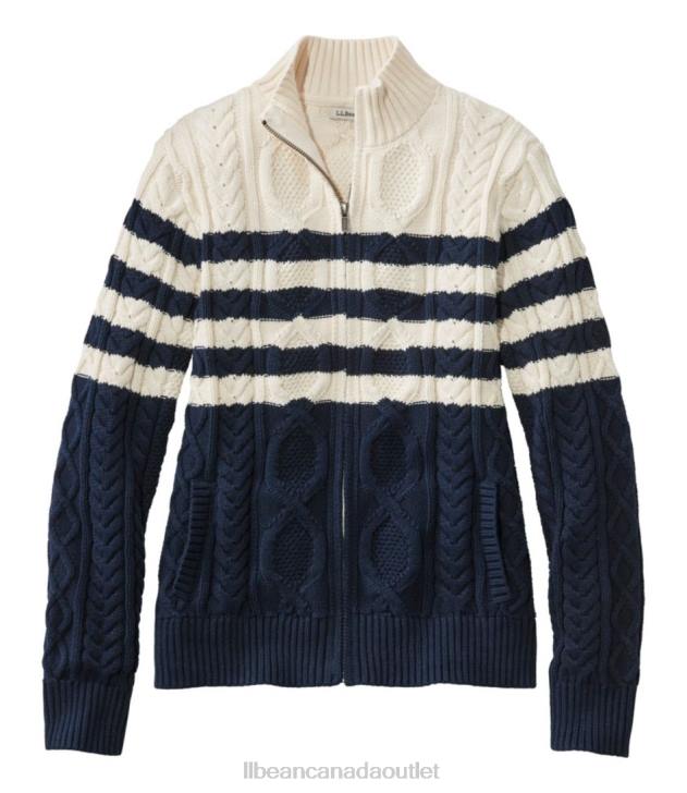 Clothing Classic Navy Stripe H8XZ762 Heritage Soft Cotton Fisherman Sweater Women L.L.Bean