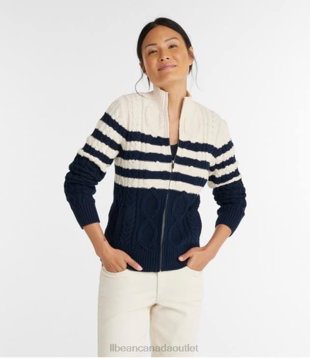 Clothing Classic Navy Stripe H8XZ762 Heritage Soft Cotton Fisherman Sweater Women L.L.Bean