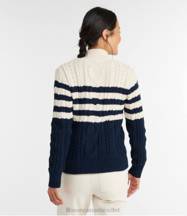Clothing Classic Navy Stripe H8XZ762 Heritage Soft Cotton Fisherman Sweater Women L.L.Bean