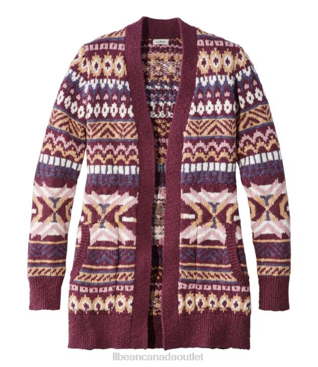 Clothing Deep Wine Fair Isle H8XZ4900 Cotton Ragg Sweater Women L.L.Bean