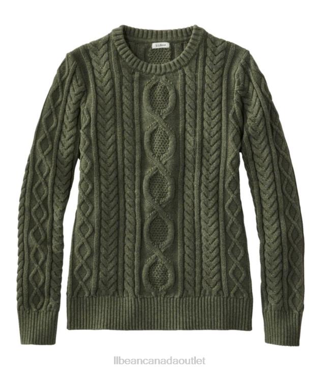 Clothing Dusty Olive Heather H8XZ4934 Heritage Soft Cotton Fisherman Sweater Women L.L.Bean