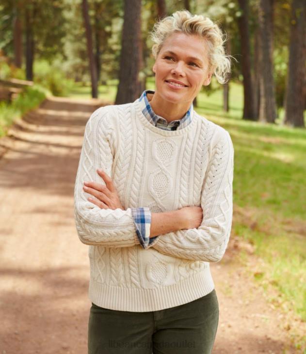 Clothing Dusty Olive Heather H8XZ4934 Heritage Soft Cotton Fisherman Sweater Women L.L.Bean