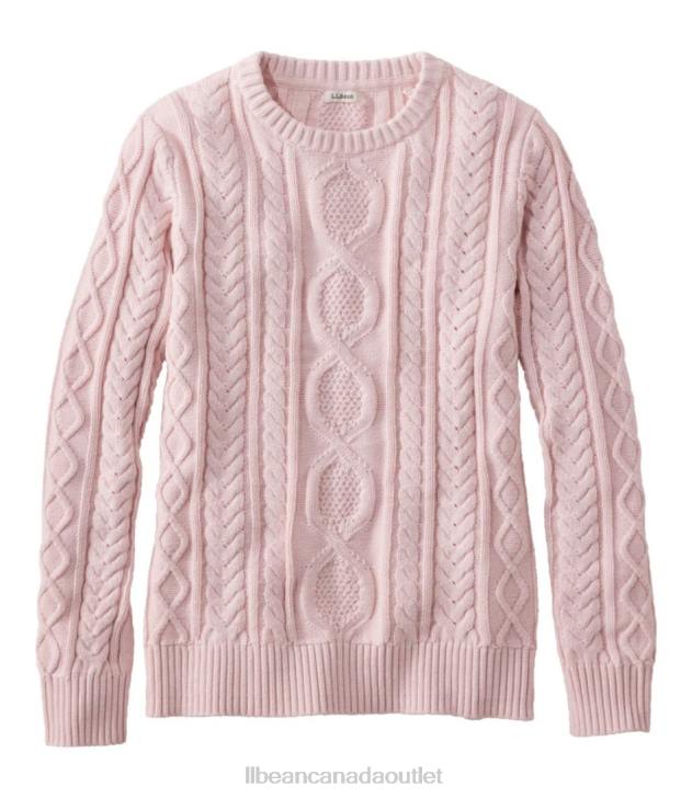 Clothing Muted Rose Heather H8XZ514 Heritage Soft Cotton Fisherman Sweater Women L.L.Bean