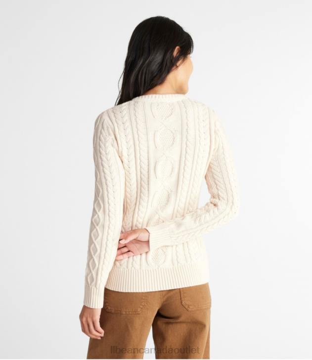 Clothing Muted Rose Heather H8XZ514 Heritage Soft Cotton Fisherman Sweater Women L.L.Bean