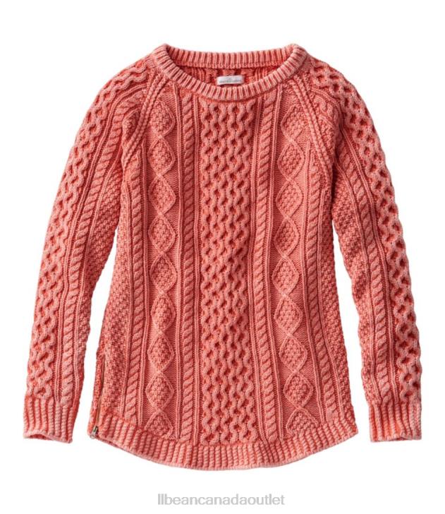 Clothing Pink Grapefruit Washed H8XZ586 Signature Cotton Fisherman Tunic Sweater Women L.L.Bean