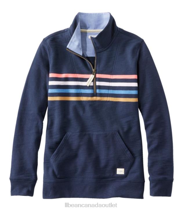 Clothing Classic Navy Placed Stripe H8XZ3259 Organic Cotton Sweatshirt Women L.L.Bean