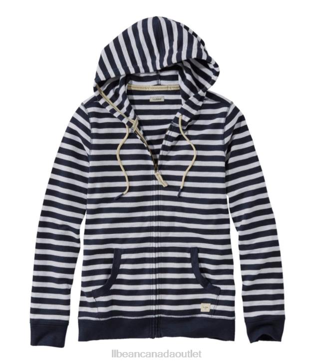 Clothing Classic Navy Stripe H8XZ432 Organic Cotton Hooded Sweatshirt Women L.L.Bean