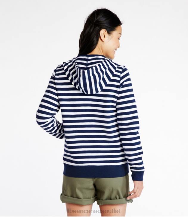 Clothing Classic Navy Stripe H8XZ432 Organic Cotton Hooded Sweatshirt Women L.L.Bean