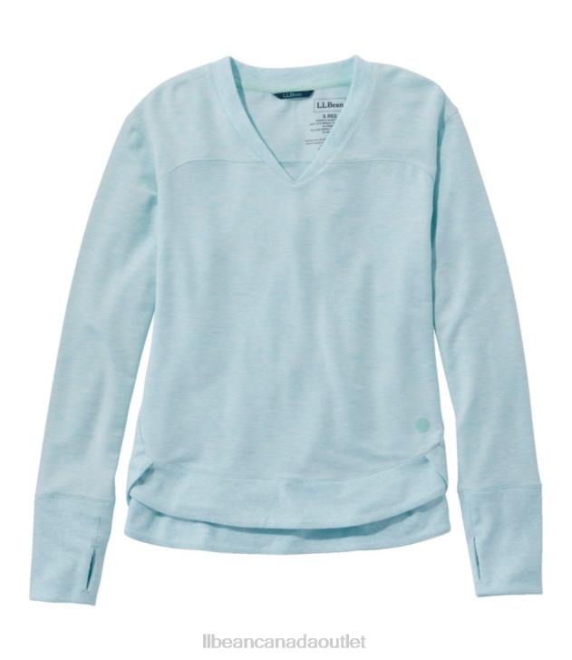 Clothing Cool Sea Blue Heather H8XZ331 SoftFlex V-Neck Pullover Women L.L.Bean