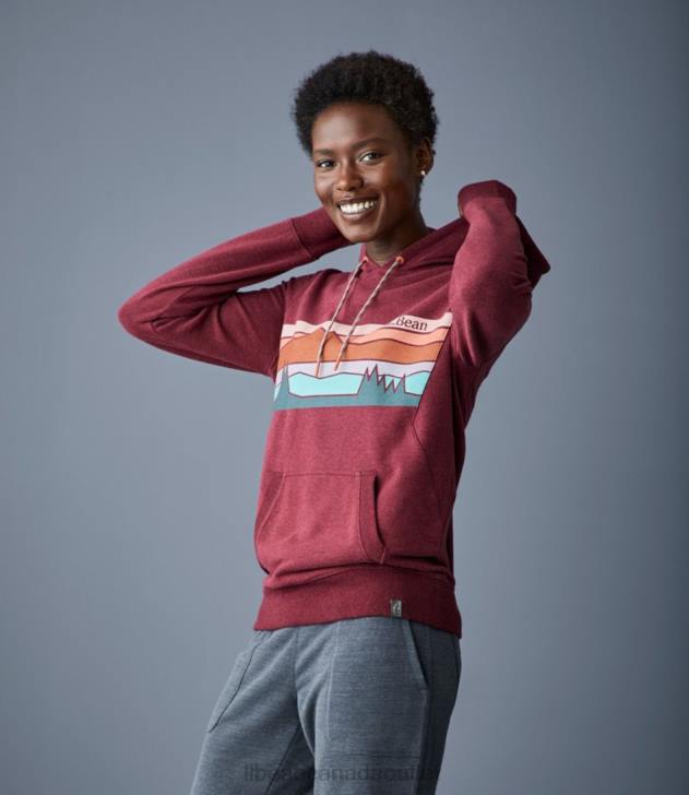 Clothing Deep Port Heather Colorbars H8XZ6991 Cozy Camp Hoodie Women L.L.Bean