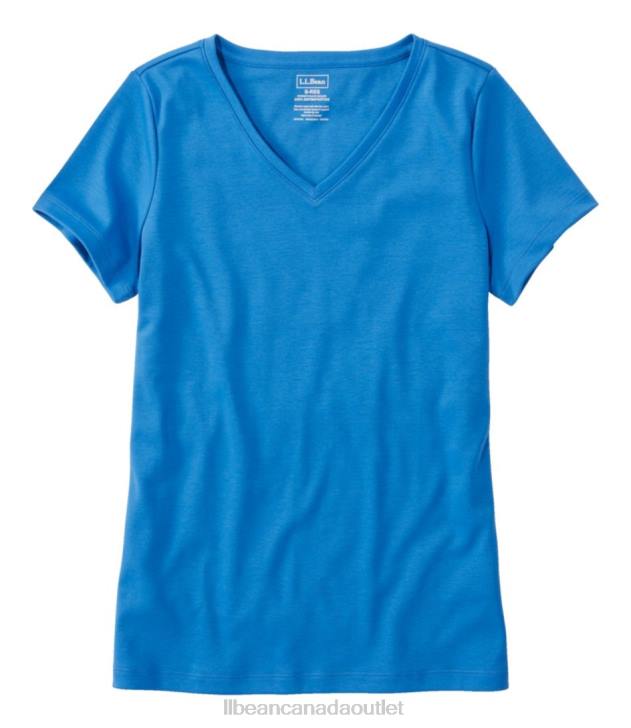 Clothing Capri Blue H8XZ4570 Pima Cotton Shaped V-Neck Women L.L.Bean
