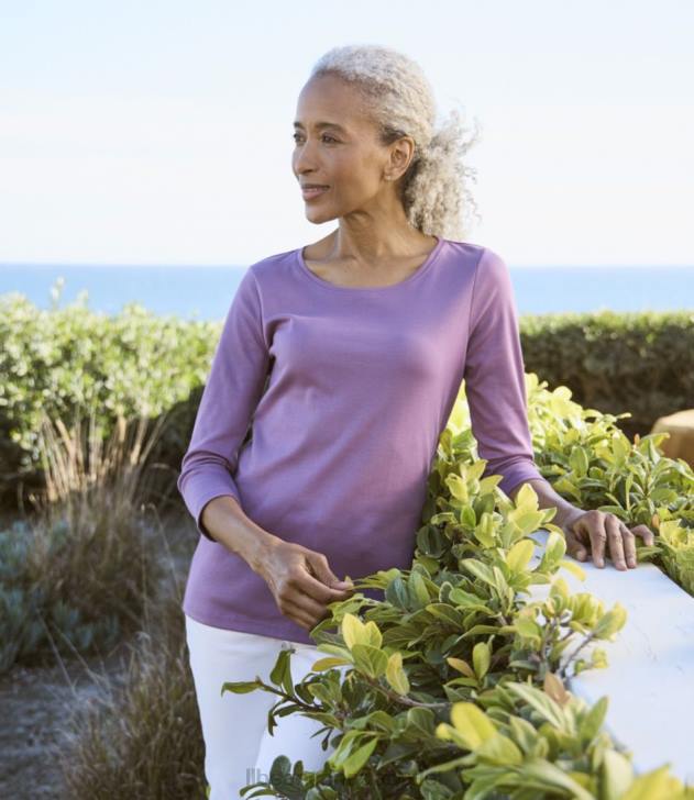 Clothing Capri Blue H8XZ4572 Pima Cotton Shaped Tee Women L.L.Bean