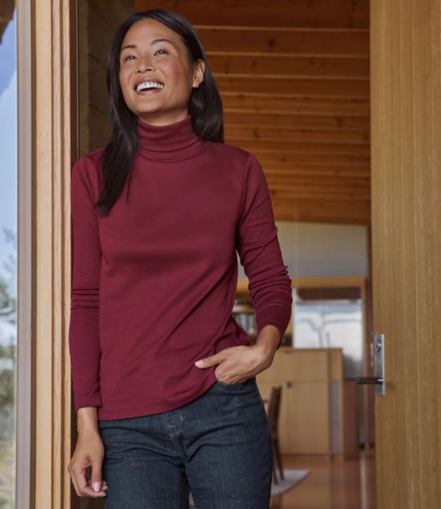 Clothing Capri Blue H8XZ4608 Pima Cotton Turtleneck Women L.L.Bean