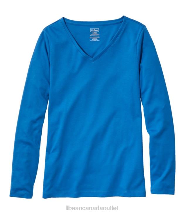 Clothing Capri Blue H8XZ4629 Pima Cotton Shaped V-Neck Women L.L.Bean