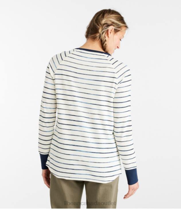 Clothing Honey Brown Painterly Stripe H8XZ123 Unshrinkable Mini-Waffle Tee Women L.L.Bean