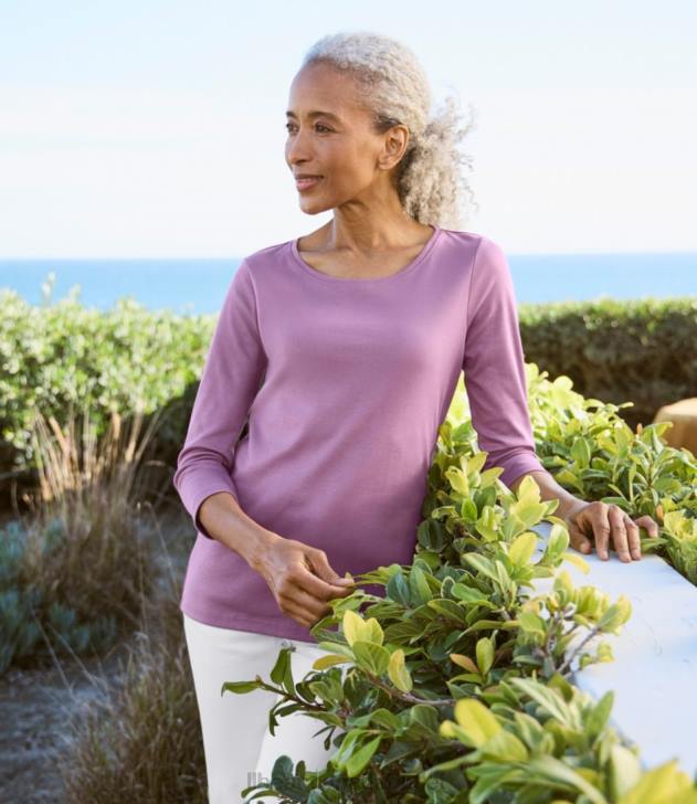 Clothing Lake H8XZ5649 Pima Cotton Shaped Tee Women L.L.Bean