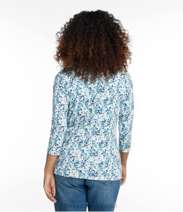 Clothing Sailcloth Floral H8XZ222 Pima Cotton Shaped Jewelneck Tee Women L.L.Bean