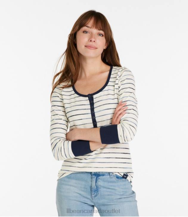 Clothing Sailcloth Painterly Stripe H8XZ3041 Unshrinkable Mini-Waffle Tee Women L.L.Bean