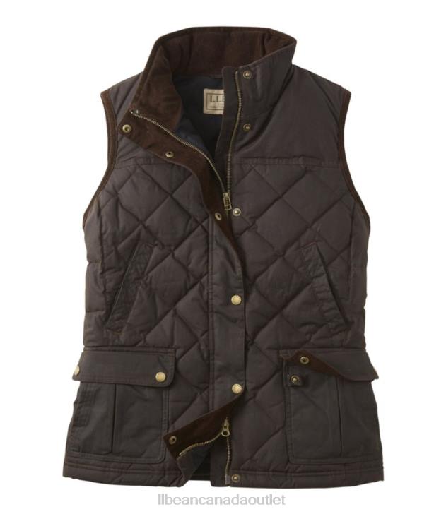 Outdoor Equipment Coffee Bean H8XZ3679 Upcountry Waxed Cotton Down Vest Women L.L.Bean