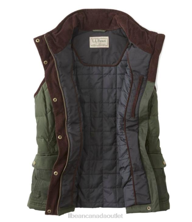 Outdoor Equipment Coffee Bean H8XZ3679 Upcountry Waxed Cotton Down Vest Women L.L.Bean