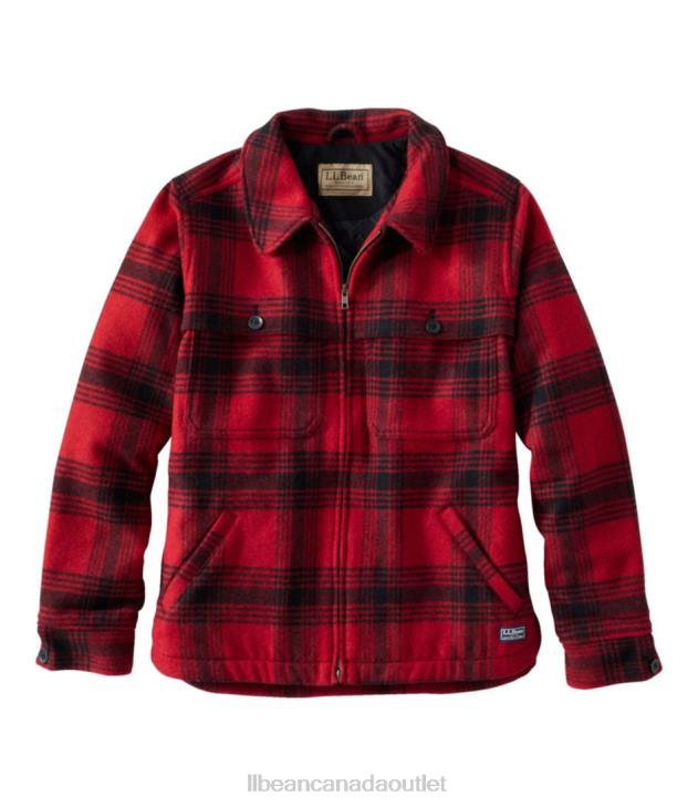 Outdoor Equipment Deep Red Plaid H8XZ2112 Maine Guide Zip Front Jac-Shirt with Primaloft Women L.L.Bean
