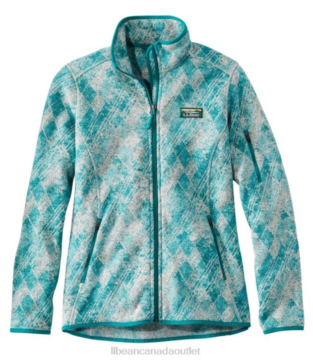 Outerwear Teal Blue Fracture H8XZ552 Sweater Fleece Full-Zip Jacket Women L.L.Bean