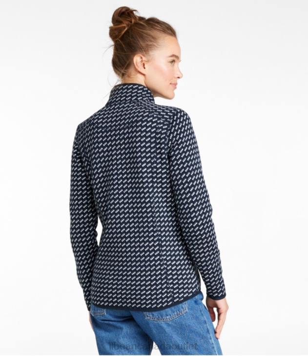 Outerwear Teal Blue Fracture H8XZ552 Sweater Fleece Full-Zip Jacket Women L.L.Bean