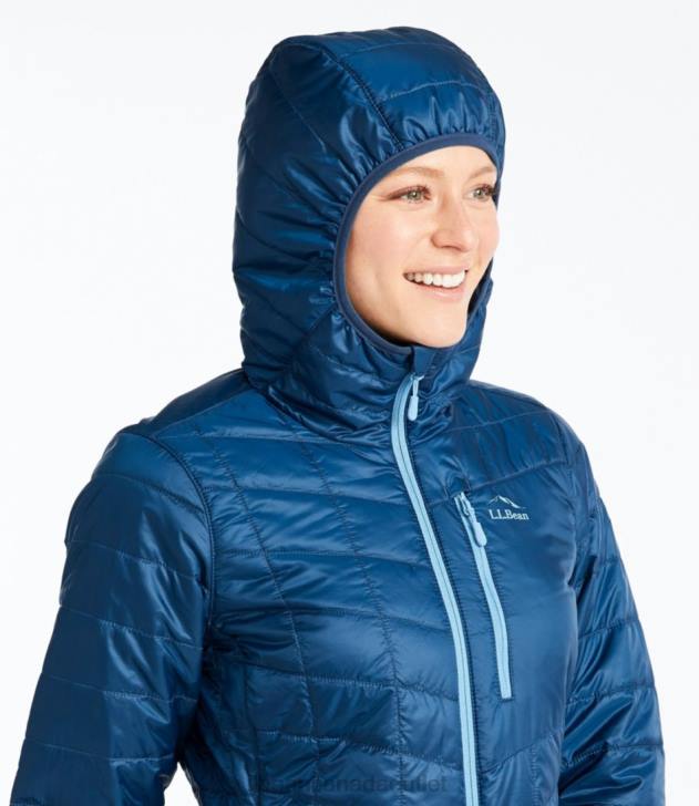 Outerwear Foggy Blue/Pale Sky Blue H8XZ824 PrimaLoft Packaway Hooded Jacket Women L.L.Bean