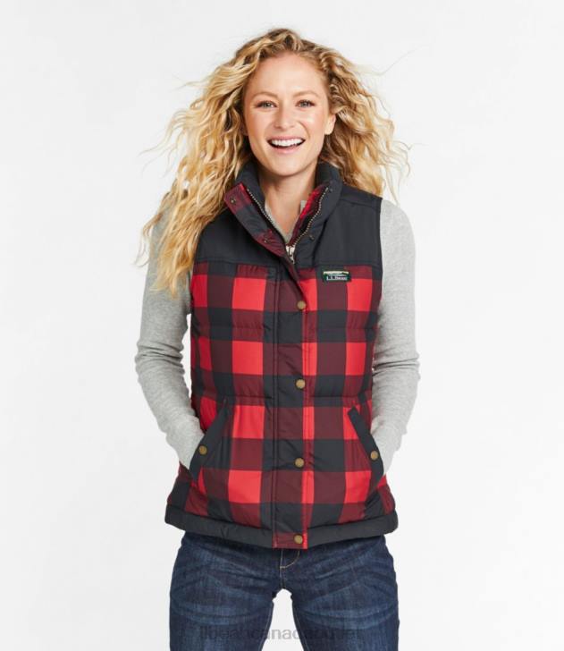 Outerwear Rich Red Buffalo Plaid H8XZ931 Mountain Classic Down Vest Women L.L.Bean